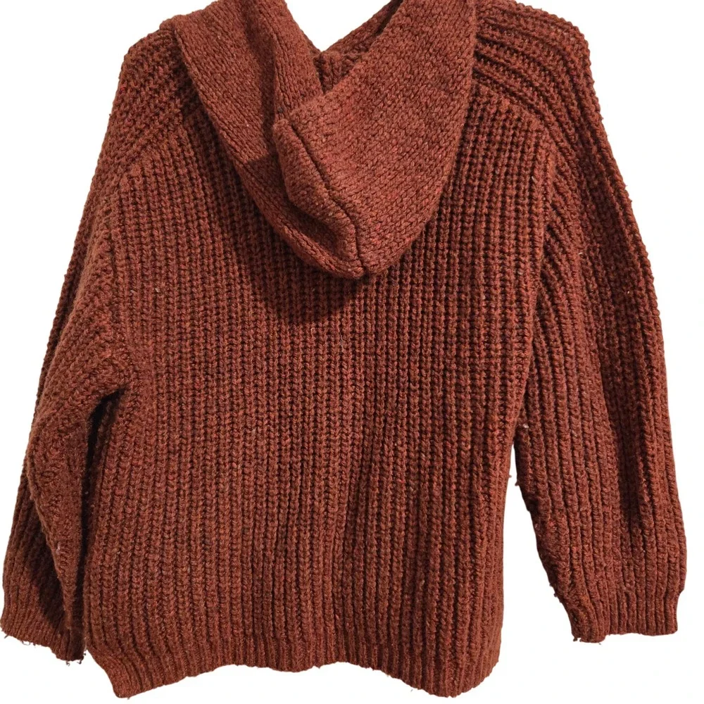Zara Kids Rust Knitted Hoodie Sweater Pockets Long Sleeve 3-4 Years‎